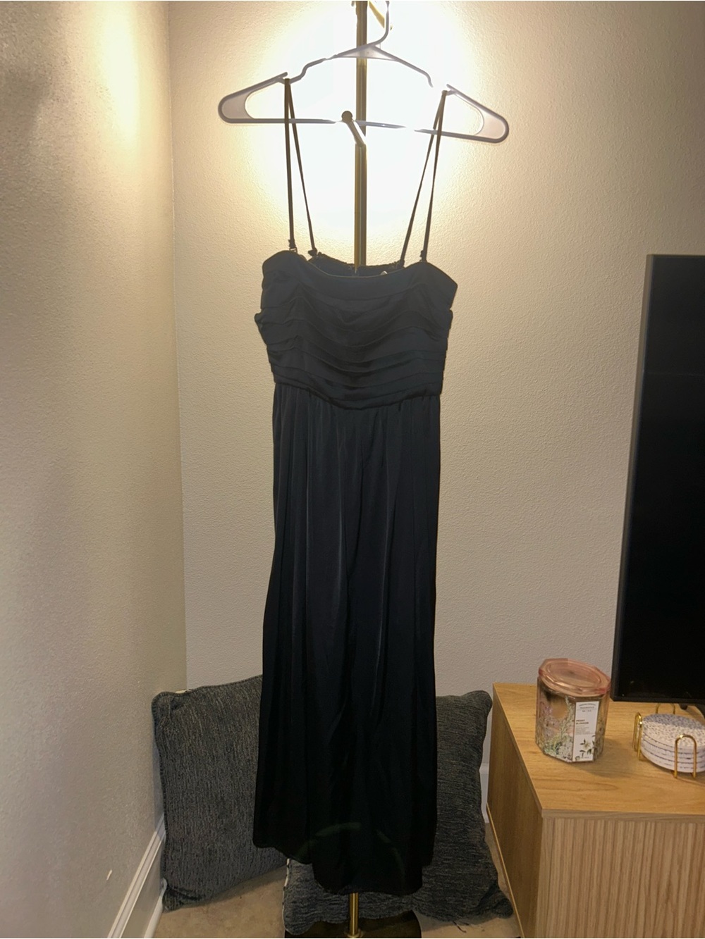 Abercrombie & Fitch Black Ruched Bodice Spaghetti-Strap Maxi Dress
